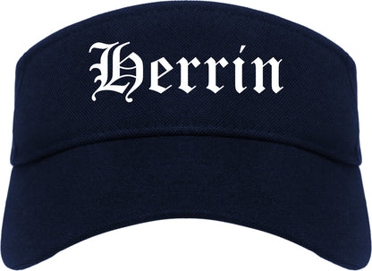 Herrin Illinois IL Old English Mens Visor Cap Hat Navy Blue