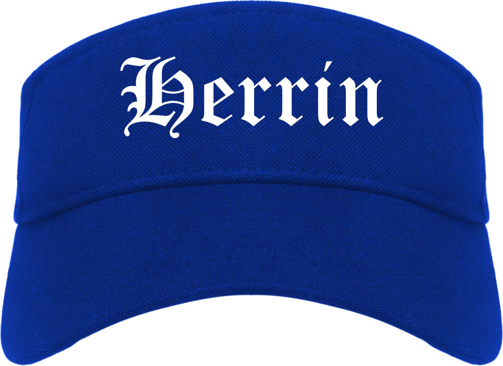 Herrin Illinois IL Old English Mens Visor Cap Hat Royal Blue