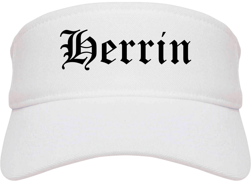 Herrin Illinois IL Old English Mens Visor Cap Hat White