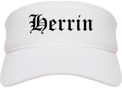 Herrin Illinois IL Old English Mens Visor Cap Hat White