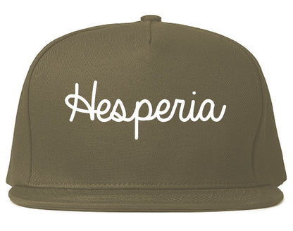 Hesperia California CA Script Mens Snapback Hat Grey