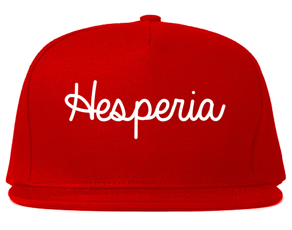 Hesperia California CA Script Mens Snapback Hat Red