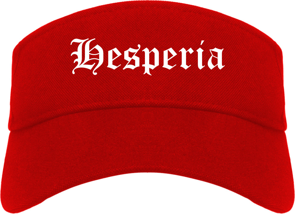 Hesperia California CA Old English Mens Visor Cap Hat Red