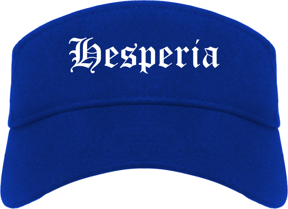 Hesperia California CA Old English Mens Visor Cap Hat Royal Blue