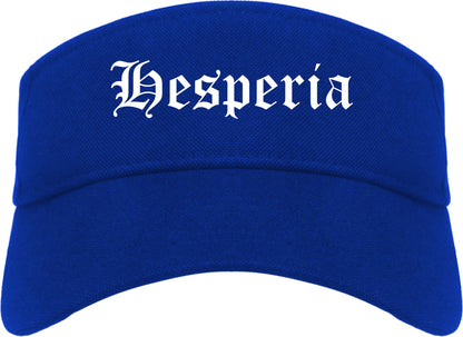Hesperia California CA Old English Mens Visor Cap Hat Royal Blue