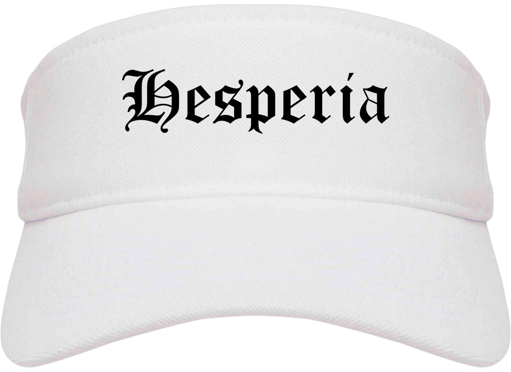 Hesperia California CA Old English Mens Visor Cap Hat White