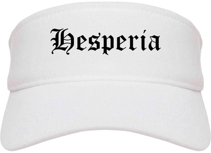 Hesperia California CA Old English Mens Visor Cap Hat White