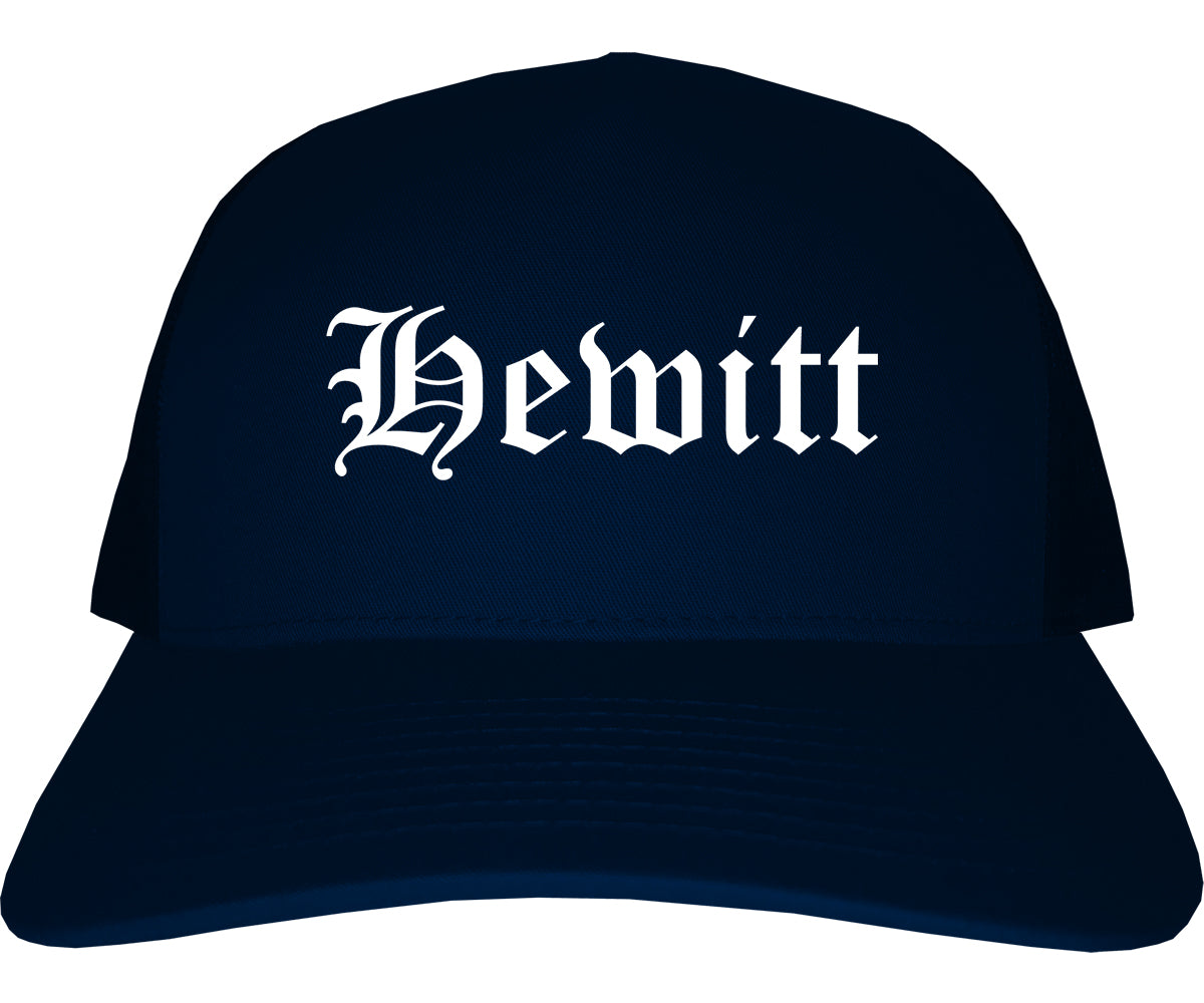 Hewitt Texas TX Old English Mens Trucker Hat Cap Navy Blue
