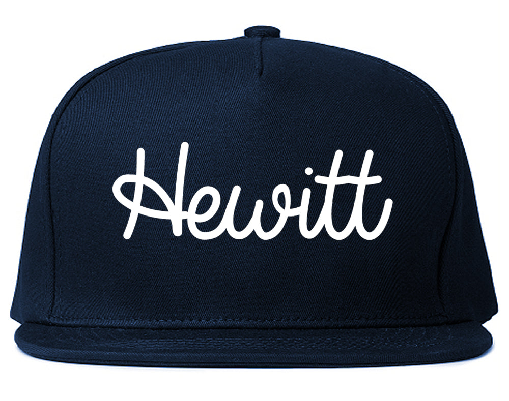 Hewitt Texas TX Script Mens Snapback Hat Navy Blue