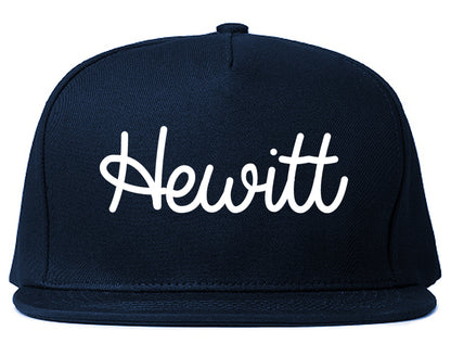 Hewitt Texas TX Script Mens Snapback Hat Navy Blue
