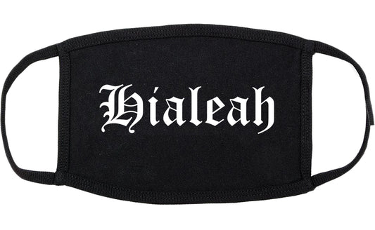 Hialeah Florida FL Old English Cotton Face Mask Black