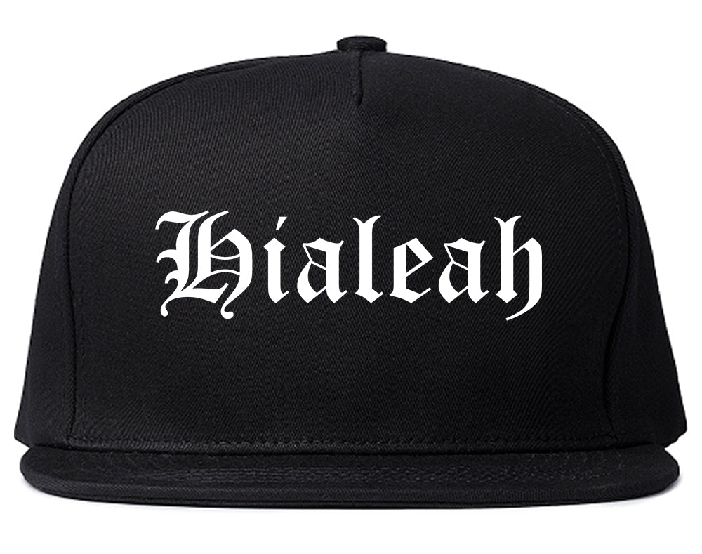 Hialeah Florida FL Old English Mens Snapback Hat Black