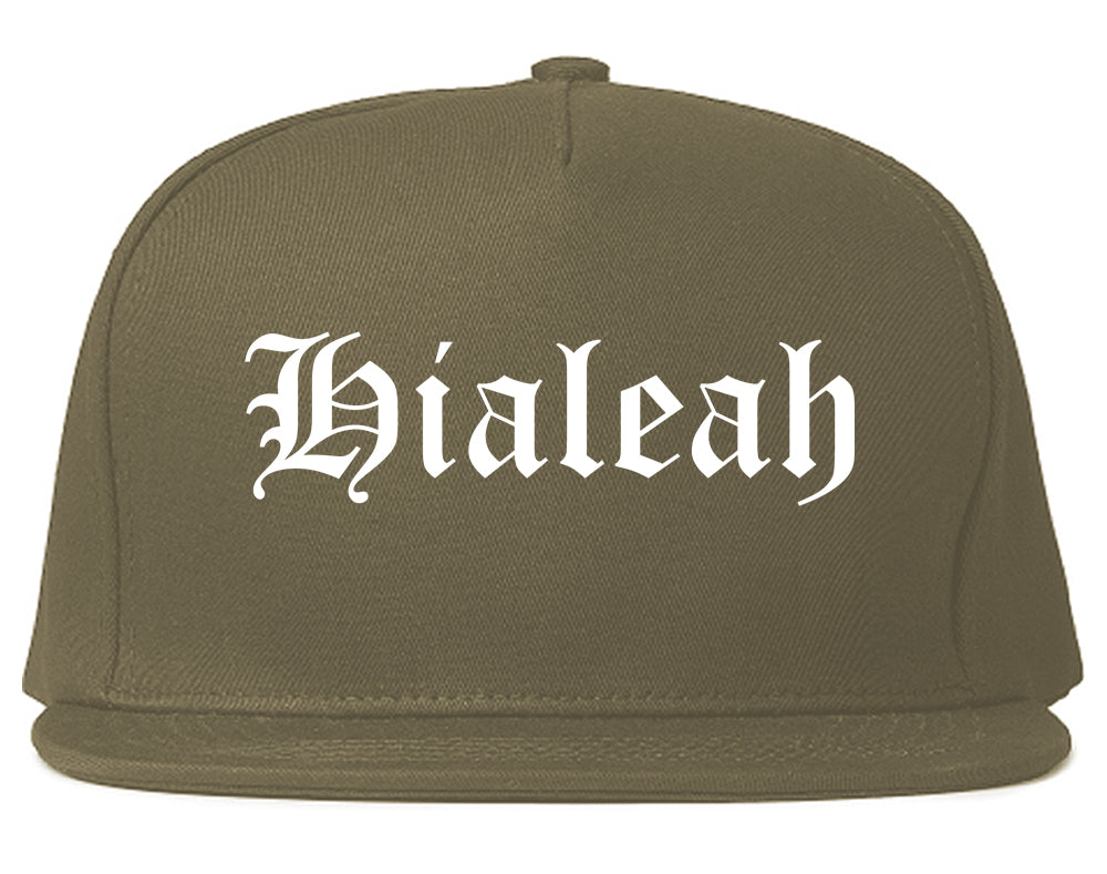 Hialeah Florida FL Old English Mens Snapback Hat Grey