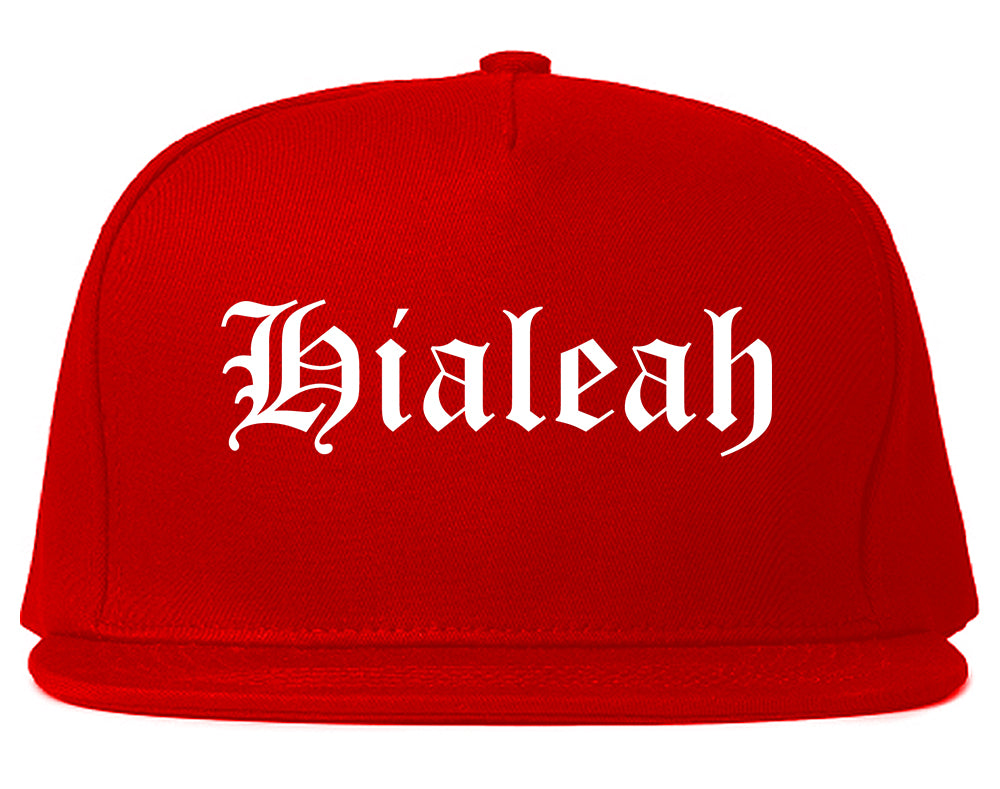 Hialeah Florida FL Old English Mens Snapback Hat Red