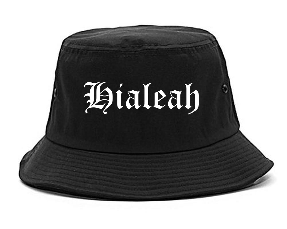 Hialeah Florida FL Old English Mens Bucket Hat Black