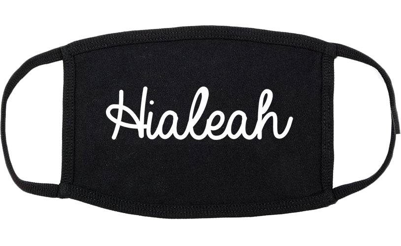 Hialeah Florida FL Script Cotton Face Mask Black