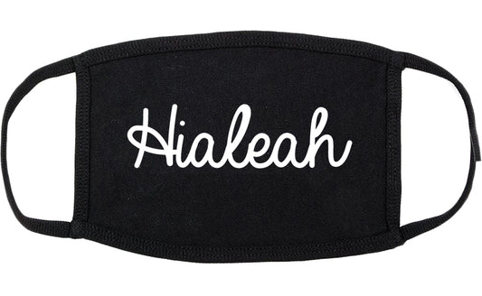 Hialeah Florida FL Script Cotton Face Mask Black