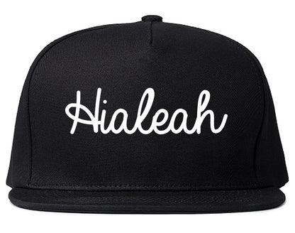 Hialeah Florida FL Script Mens Snapback Hat Black