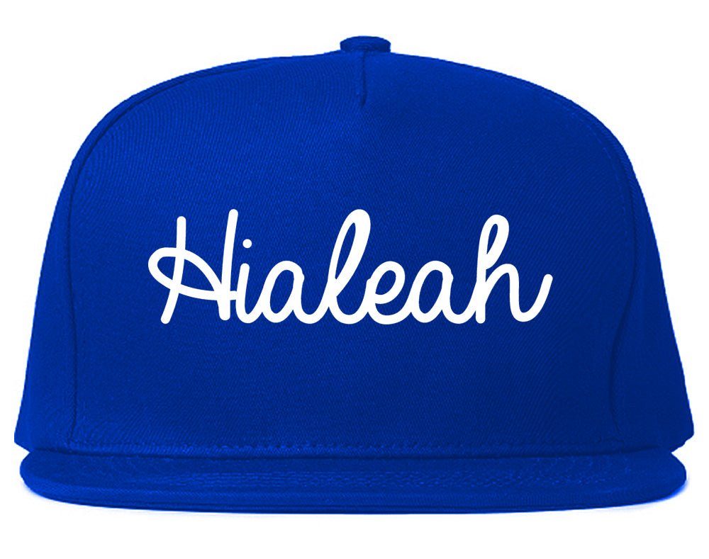 Hialeah Florida FL Script Mens Snapback Hat Royal Blue