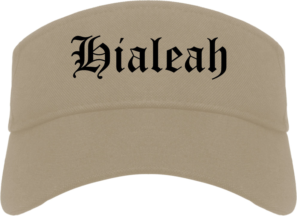 Hialeah Florida FL Old English Mens Visor Cap Hat Khaki