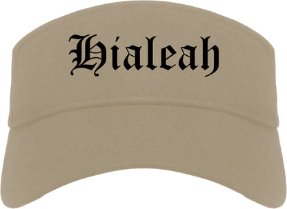 Hialeah Florida FL Old English Mens Visor Cap Hat Khaki