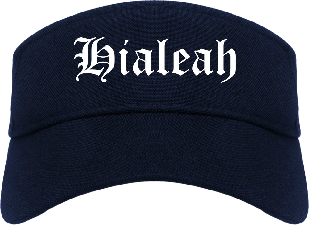 Hialeah Florida FL Old English Mens Visor Cap Hat Navy Blue