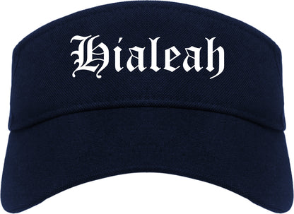 Hialeah Florida FL Old English Mens Visor Cap Hat Navy Blue