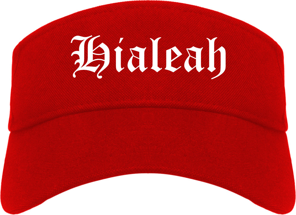 Hialeah Florida FL Old English Mens Visor Cap Hat Red