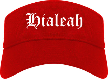 Hialeah Florida FL Old English Mens Visor Cap Hat Red