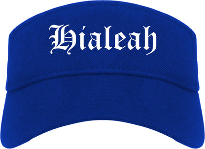 Hialeah Florida FL Old English Mens Visor Cap Hat Royal Blue
