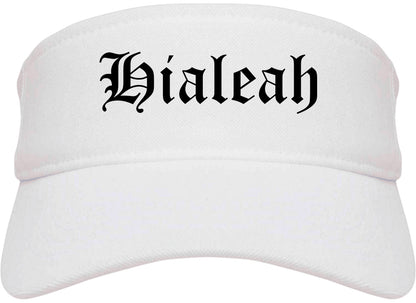 Hialeah Florida FL Old English Mens Visor Cap Hat White