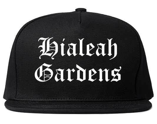 Hialeah Gardens Florida FL Old English Mens Snapback Hat Black