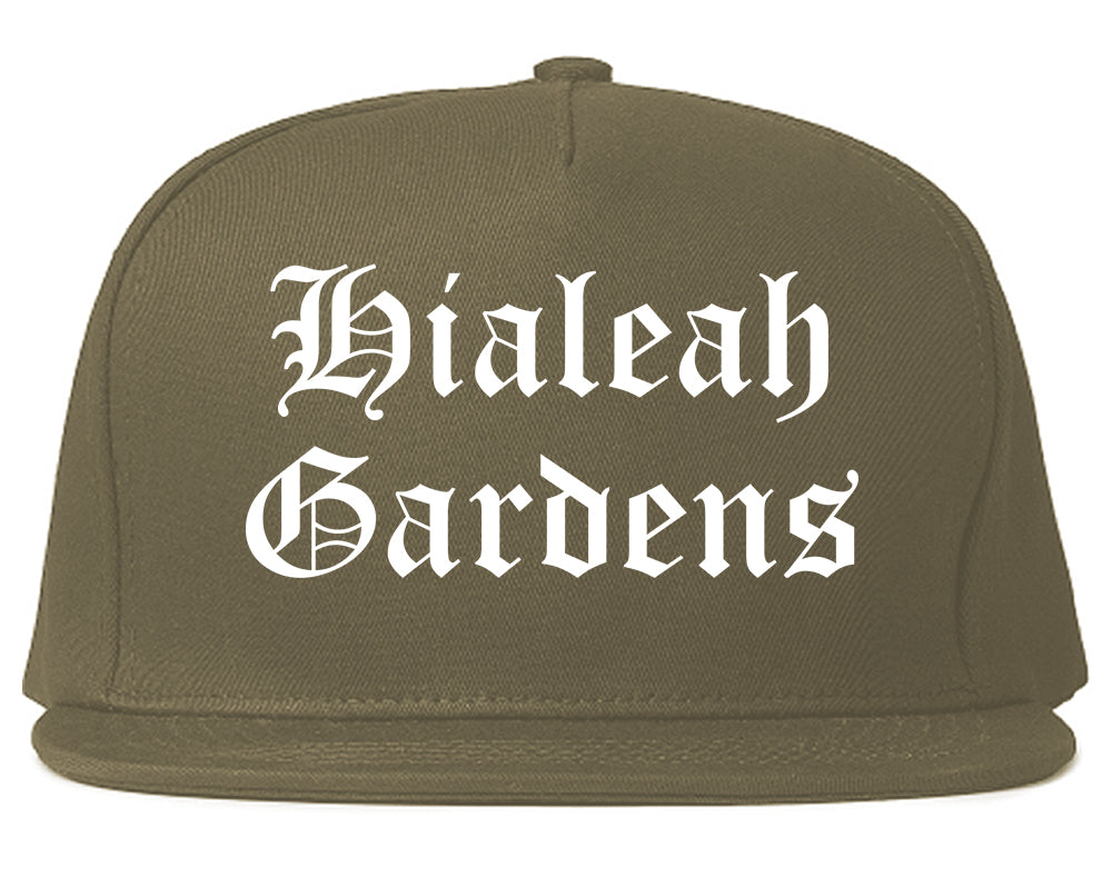 Hialeah Gardens Florida FL Old English Mens Snapback Hat Grey