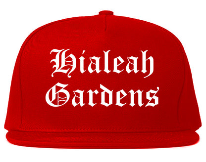 Hialeah Gardens Florida FL Old English Mens Snapback Hat Red