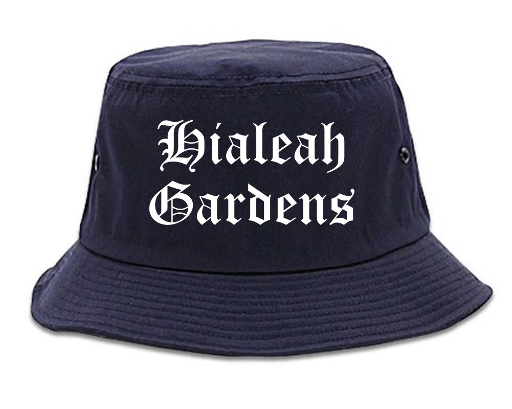 Hialeah Gardens Florida FL Old English Mens Bucket Hat Navy Blue