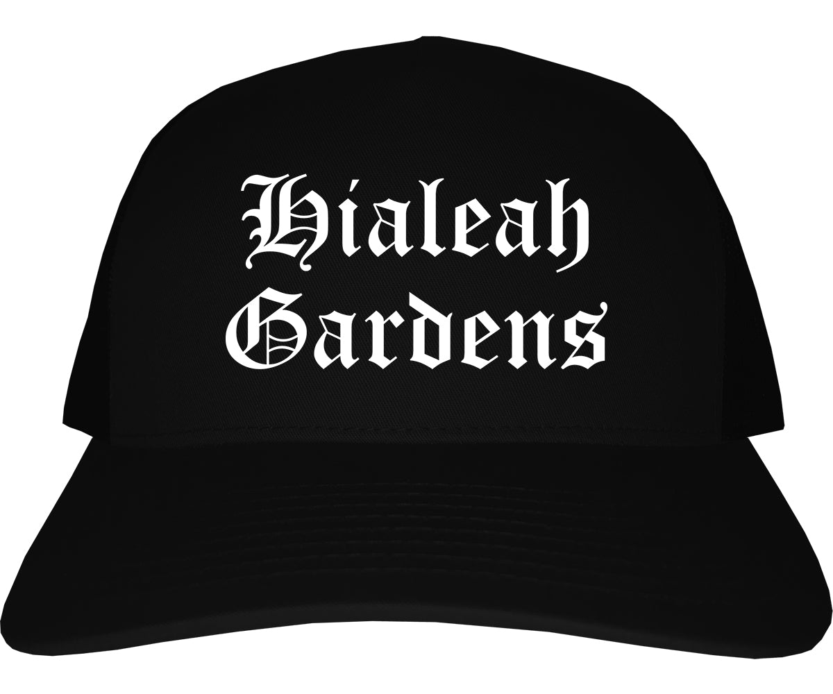 Hialeah Gardens Florida FL Old English Mens Trucker Hat Cap Black