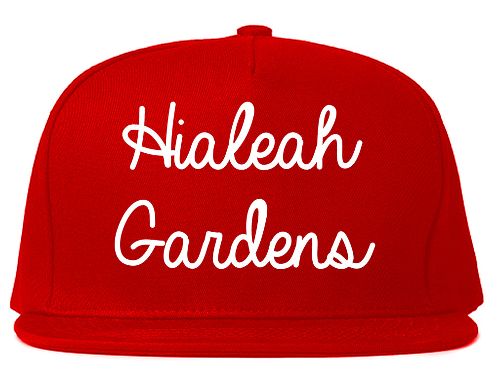 Hialeah Gardens Florida FL Script Mens Snapback Hat Red