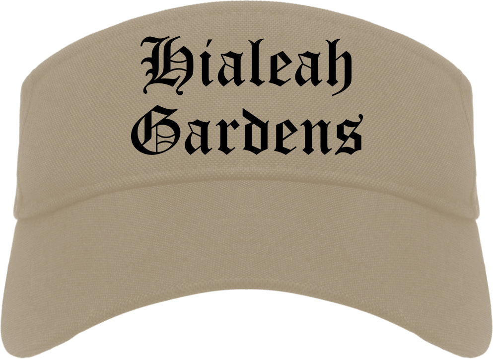 Hialeah Gardens Florida FL Old English Mens Visor Cap Hat Khaki