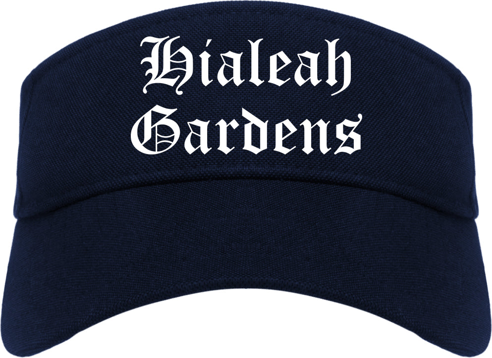 Hialeah Gardens Florida FL Old English Mens Visor Cap Hat Navy Blue