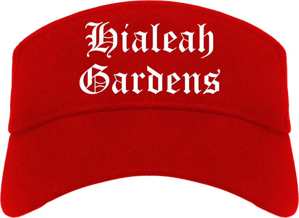 Hialeah Gardens Florida FL Old English Mens Visor Cap Hat Red