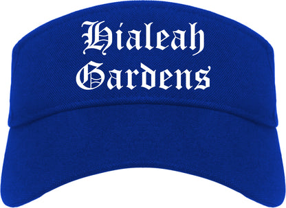 Hialeah Gardens Florida FL Old English Mens Visor Cap Hat Royal Blue