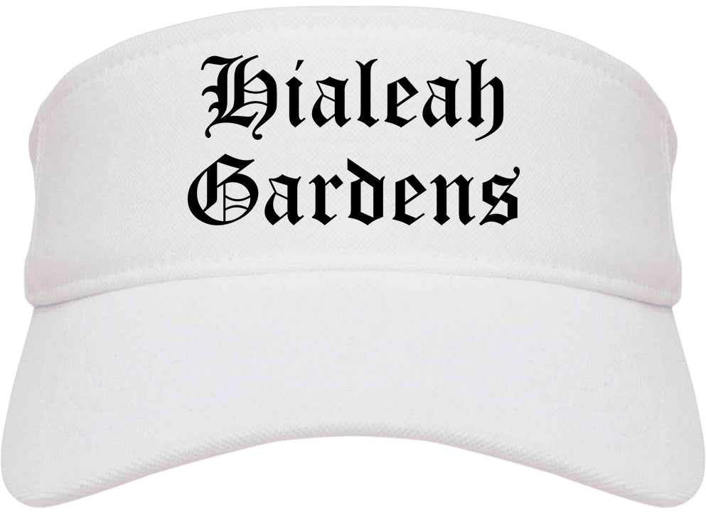 Hialeah Gardens Florida FL Old English Mens Visor Cap Hat White