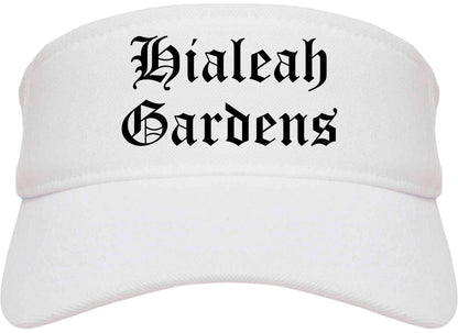 Hialeah Gardens Florida FL Old English Mens Visor Cap Hat White