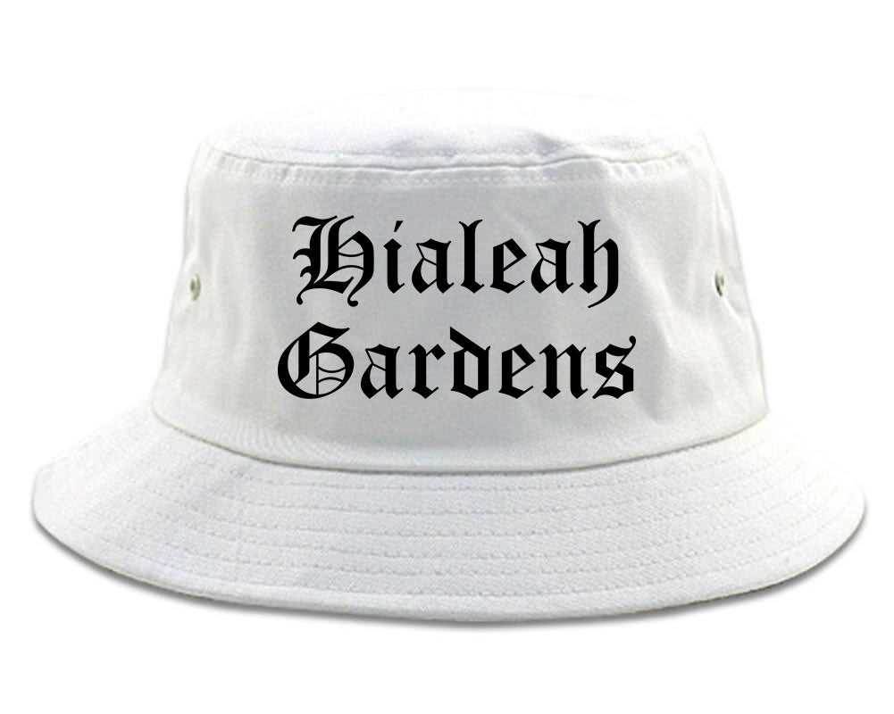 Hialeah Gardens Florida FL Old English Mens Bucket Hat White