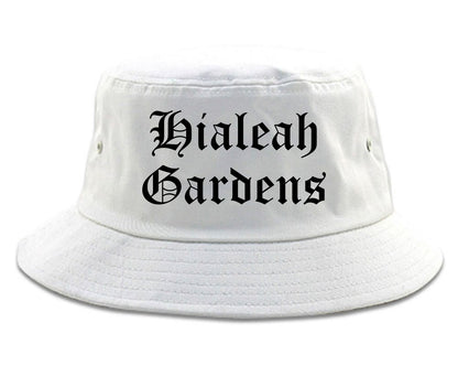 Hialeah Gardens Florida FL Old English Mens Bucket Hat White