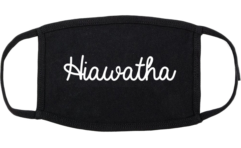 Hiawatha Iowa IA Script Cotton Face Mask Black