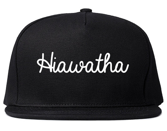 Hiawatha Iowa IA Script Mens Snapback Hat Black