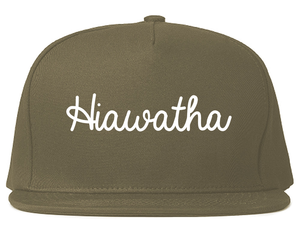 Hiawatha Iowa IA Script Mens Snapback Hat Grey