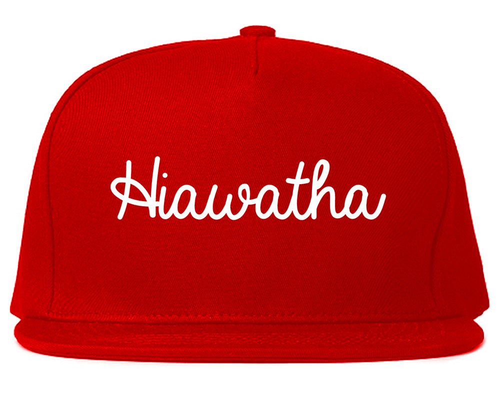Hiawatha Iowa IA Script Mens Snapback Hat Red
