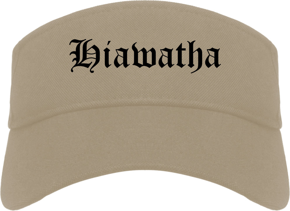 Hiawatha Iowa IA Old English Mens Visor Cap Hat Khaki